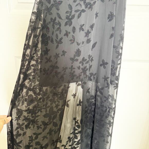 Vintage Y2K Slip Overaly Dress With Velvet Floral Sparkle Detail - Picture 5 of 9